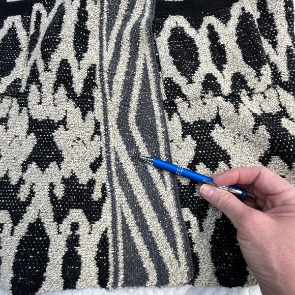 Lucky Brand Live in Love Cardigan Wmns 1X Black Cream Open Sweater Pockets Boho - Picture 6 of 12
